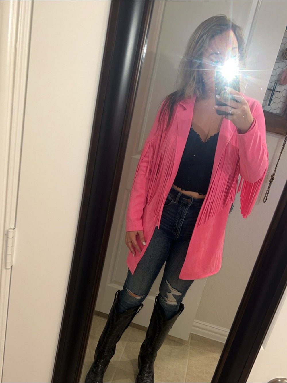 Buddy Love Hot Pink Fringe Jacket